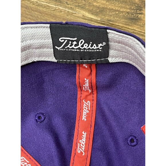 Titleist Hat Men Adjustable Purple Embroidered Logo FJ Pro V1 Strapback Golf Cap - Picture 7 of 8